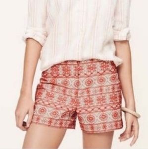 LOFT | Riviera Shorts | Tan and Red Floral Embroidery